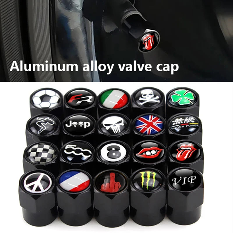 4 Pcs Car Tire Valve Stems Caps Style Tire Hexagonal Valve Cap Aluminum Tire Wheel Stem Air Valve Caps Car Universal Accessories