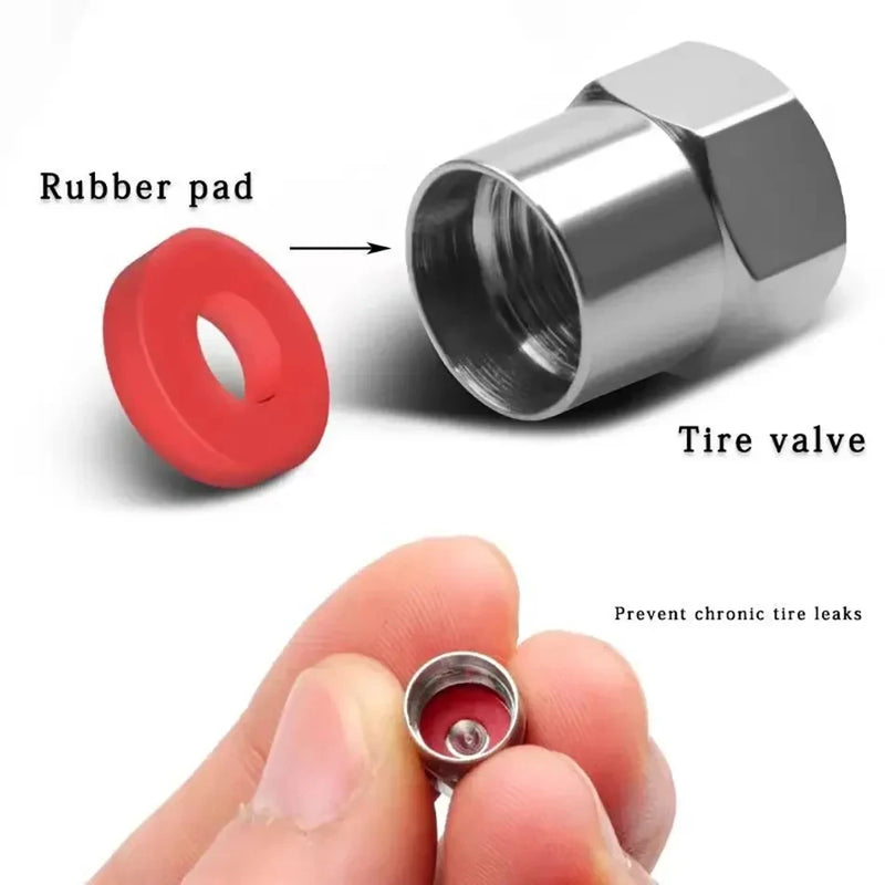 4 Pcs Car Tire Valve Stems Caps Style Tire Hexagonal Valve Cap Aluminum Tire Wheel Stem Air Valve Caps Car Universal Accessories