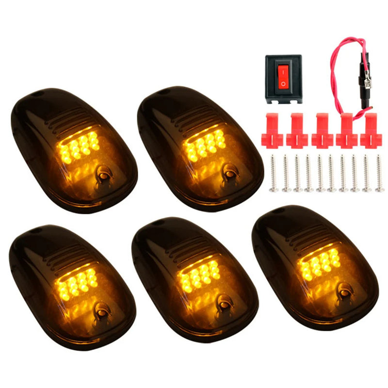 5pcs Amber White LED Cab Roof Top Marker Running Lights For Truck SUV 4x4 Dodge RAM F150 / F250 / F350  Signal Lamp Head Light