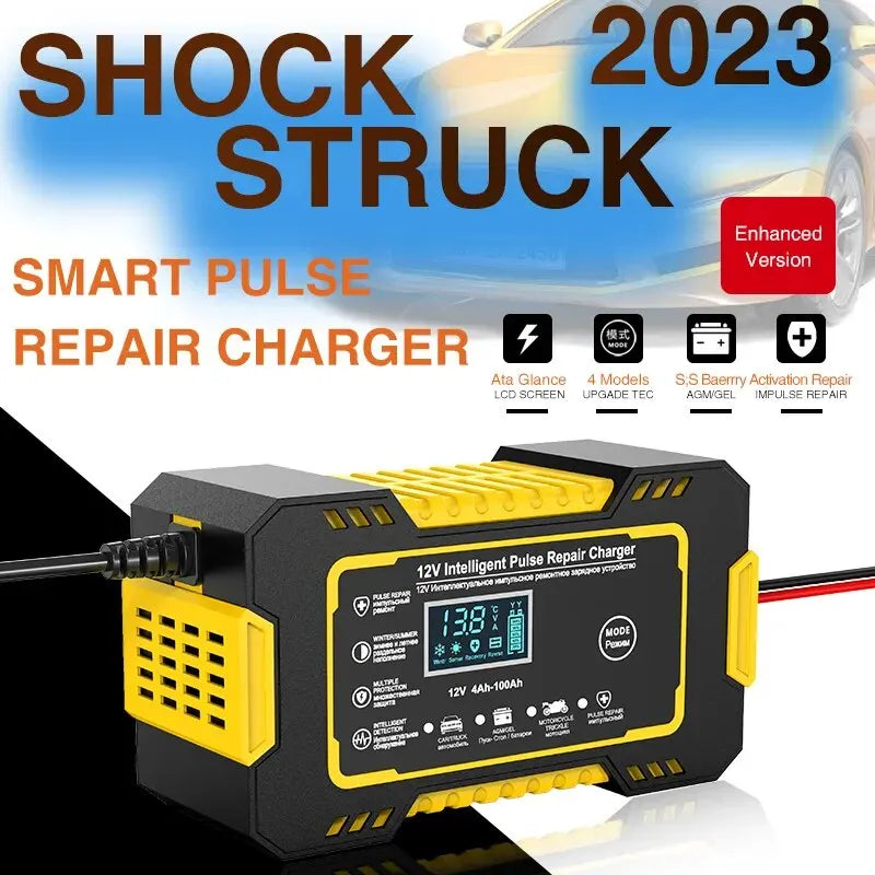 12V 6A Full Automatic Car Battery Charger Power Pulse Repair Chargers Wet Dry Lead Acid Battery Chargers Digital LCD Display