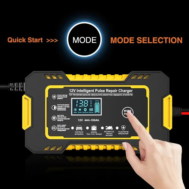 12V 6A Full Automatic Car Battery Charger Power Pulse Repair Chargers Wet Dry Lead Acid Battery Chargers Digital LCD Display