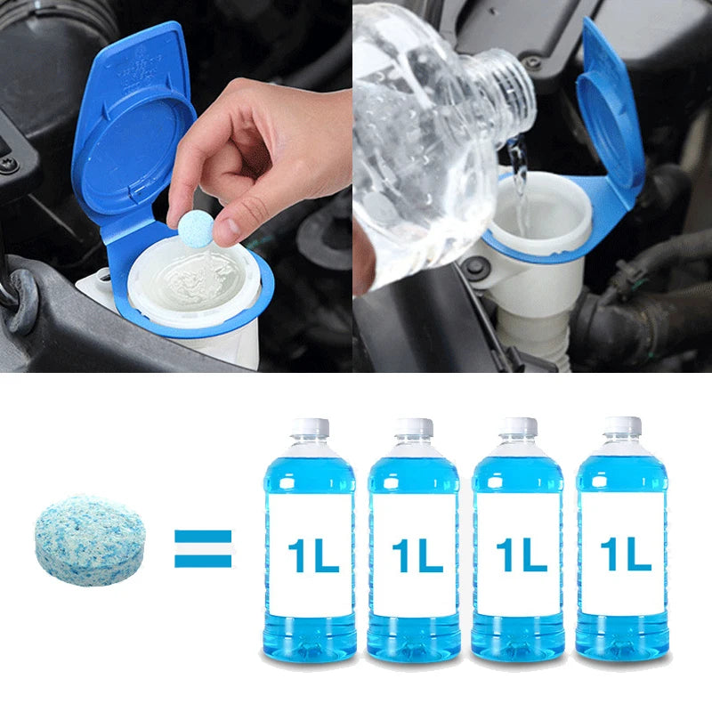 10/100Pcs Car Windshield Cleaner Car Effervescent Tablet Glass Water Solid Cleaner Windshield Spray Cleaner Car Wash Accessories