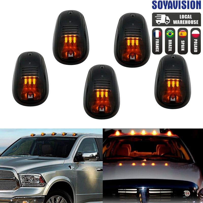 5pcs Amber White LED Cab Roof Top Marker Running Lights For Truck SUV 4x4 Dodge RAM F150 / F250 / F350  Signal Lamp Head Light