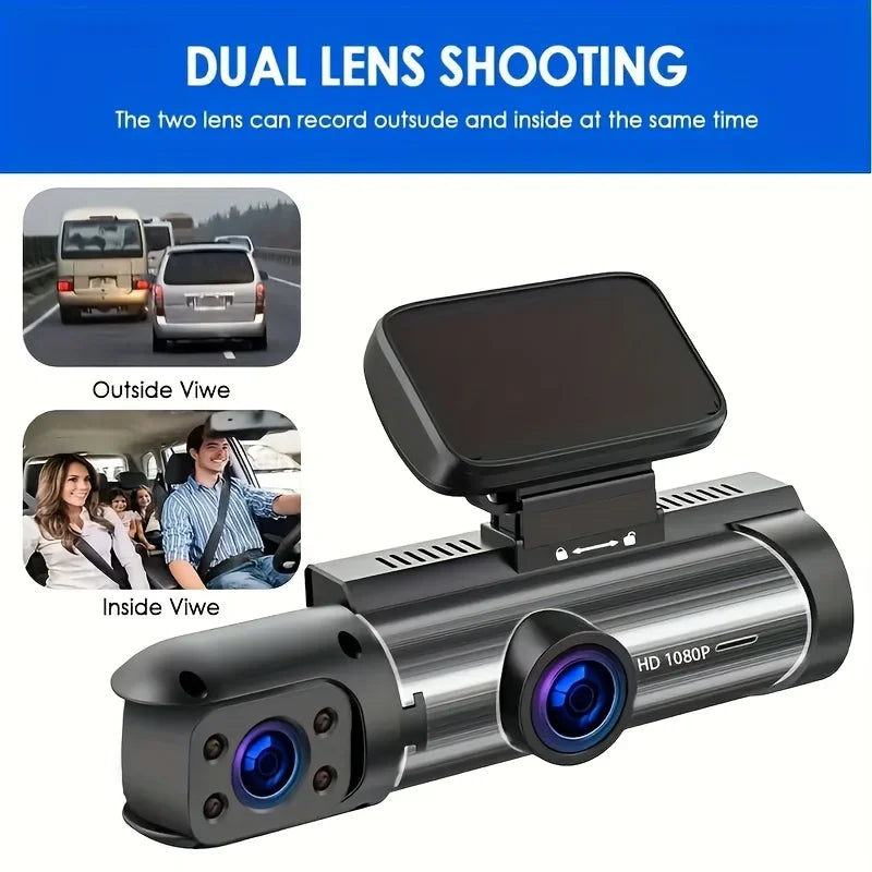 1080P Dash Cam for Cars Dual Camera Front and Inside Loop Recording 3.16 Inch DVR car Camera with IPS Screen IR Night Vision