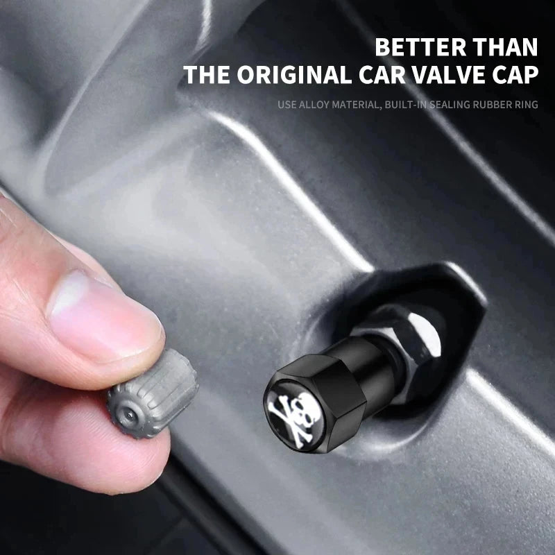 4 Pcs Car Tire Valve Stems Caps Style Tire Hexagonal Valve Cap Aluminum Tire Wheel Stem Air Valve Caps Car Universal Accessories