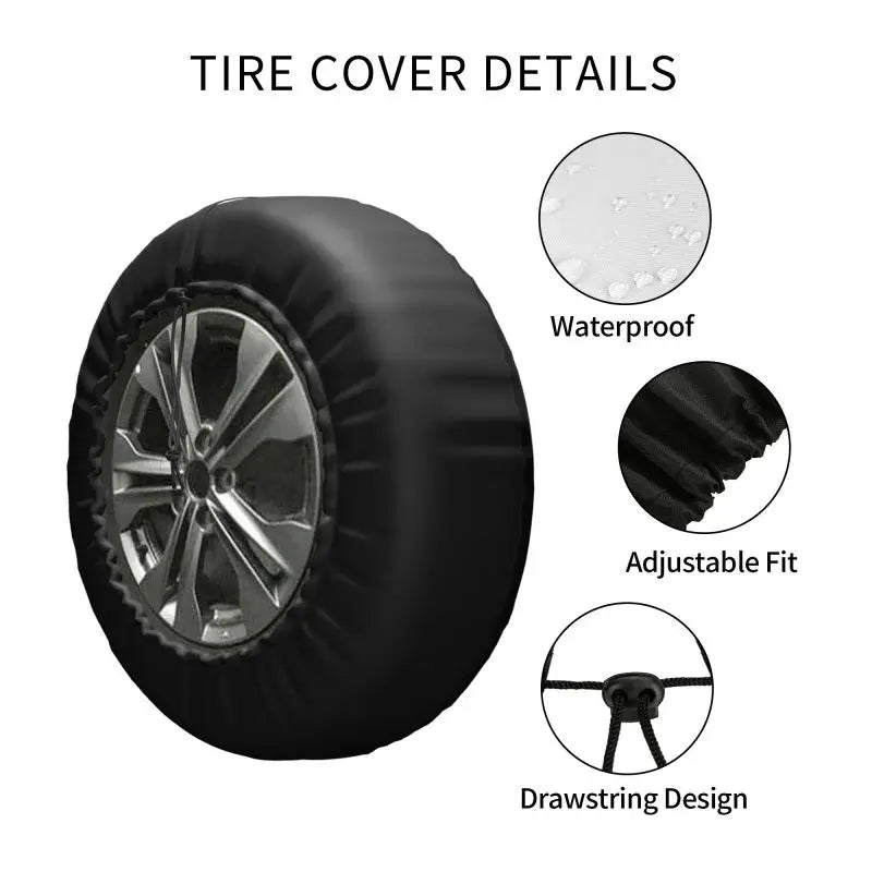 Funny Adventure Camper Travel Tire Cover for Car Wheel Protector Covers Universal for Trailer SUV Truck Camper Travel Trailer