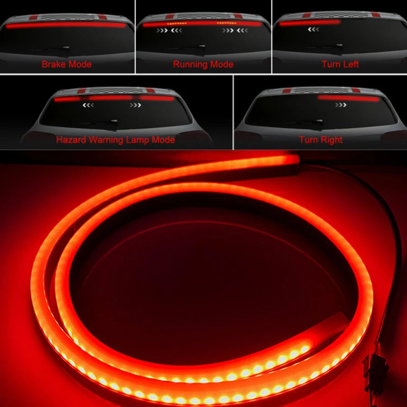 50/90cm Car Rear Third Brake Light LED Strip High Mount 3rd Brake Light Sequential Strips Turn Signal Flexible Stop Lamp Bar 12v